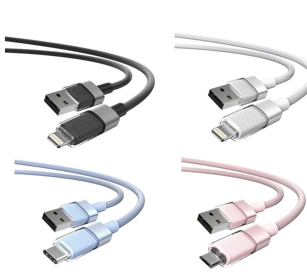 Textured Transparent Aluminum Casing Data Cable