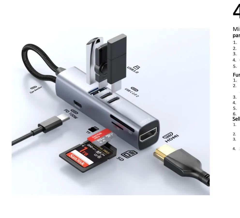 Mini Aluminum Alloy Cord-Management 7-in-1 Dock Station
