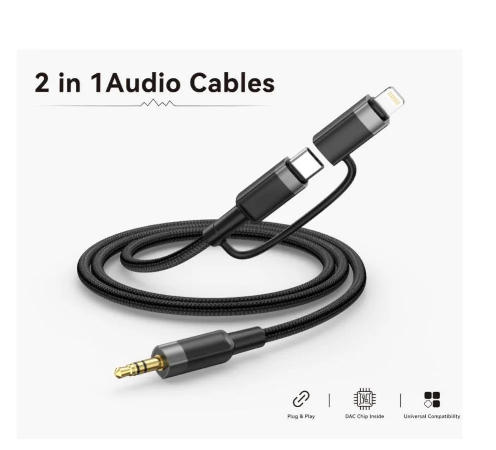 TYPE-C+ to 3.5 mm male audio cable adapter
