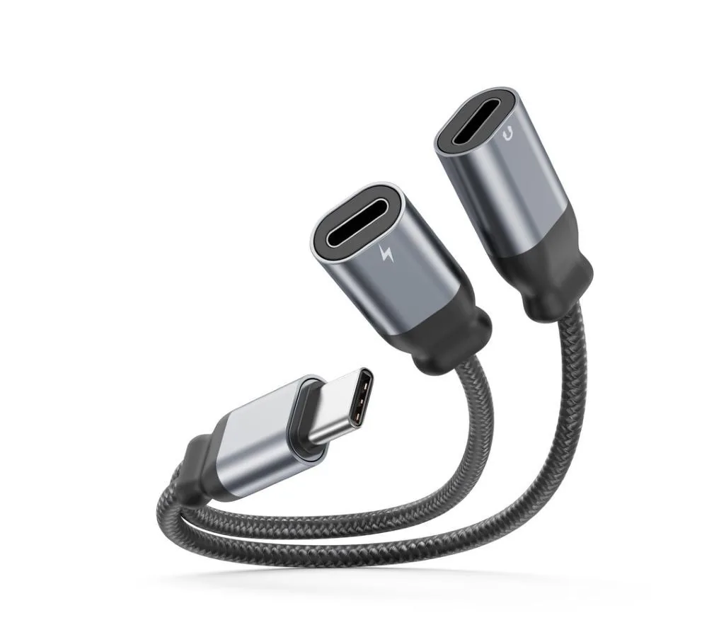 L-shaped TYPE-C to TYPE-C charging + TYPE-C audio cable